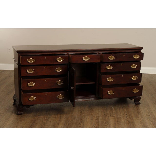 Chippendale Henredon Chippendale Style Cherry Long Dresser For Sale - Image 3 of 12