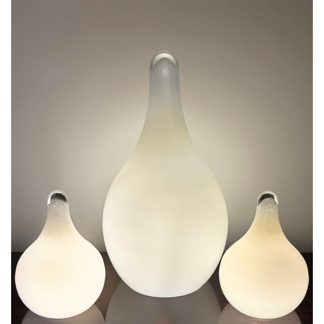 Mid-Century Modern Hand-Blown White Murano Glass Lamps, 1968, Set of 3 For Sale - Image 12 of 12