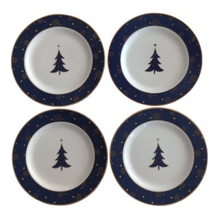 Vintage 2000 Sakura Star Light 4 Christmas Celestial Salad Dessert Plates Porcelain For Sale
