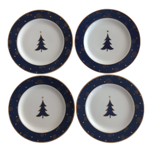 Vintage 2000 Sakura Star Light 4 Christmas Celestial Salad Dessert Plates Porcelain