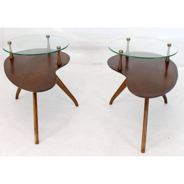 Kidney Organic Shape Two-Tier Tri-Legged Side Tables - A Pair For Sale - Image 10 of 11