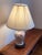 Vintage 32” Chinoiserie Floral Porcelain Table Lamp With Raised Flower Knockers and Fluted Shade For Sale - Image 11 of 12
