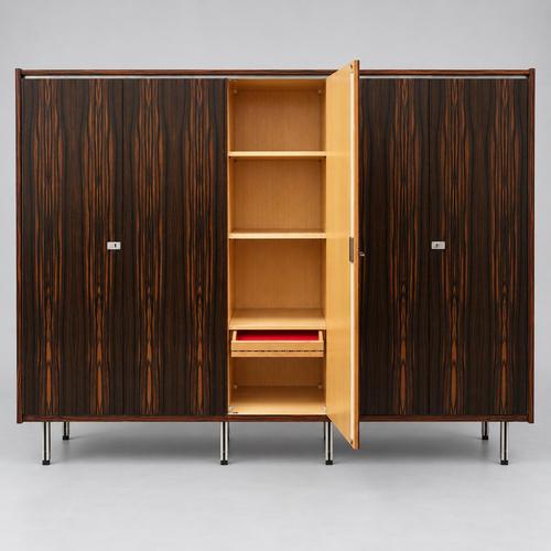 Mid 20th Century Large Vintage Wardrobe with Hanging and Storage Space, 1960s For Sale - Image 5 of 6