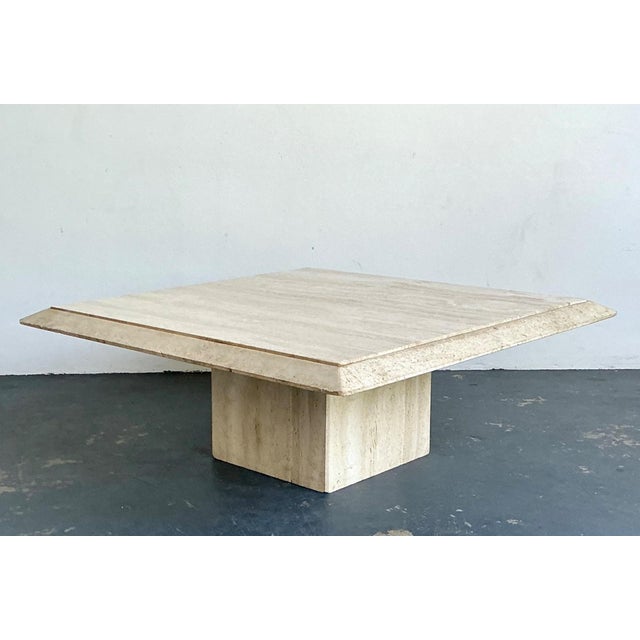 Vintage Italian Stone International Travertine Pedestal Coffee Table For Sale - Image 16 of 17