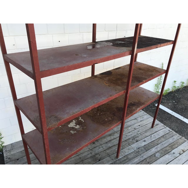 Industrial Large Industrial Style Metal Workshop Shelf, 1950s For Sale - Image 3 of 11