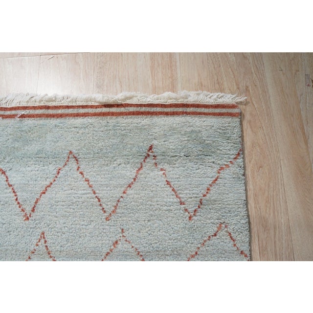 4x12 Isla Moroccan Blue Geometric Modern Hand Knotted Wool Carpet Rug For Sale In New York - Image 6 of 6