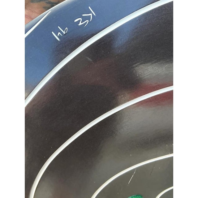 Ceramic Vintage Monumental Black and White Spiral Ceramic Plate For Sale - Image 7 of 12