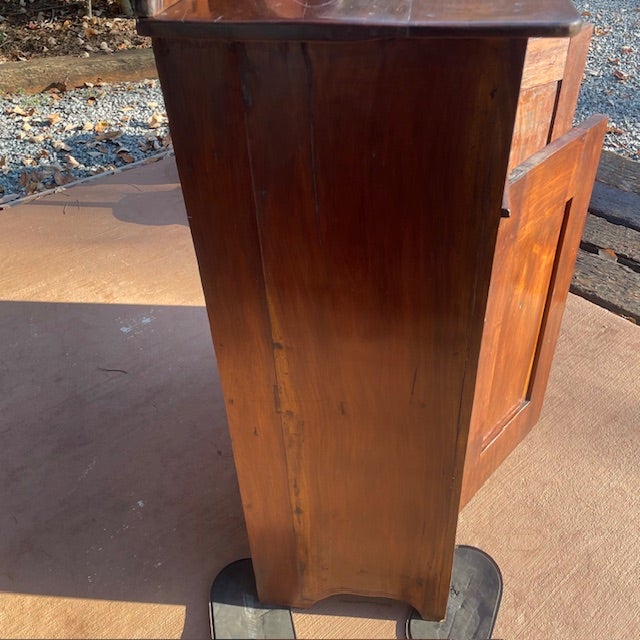 Wood Vintage Rustic Dark Pine Wood Chiffonier Cabinet W/ Scrolled Top - Shelf & Drawer For Sale - Image 7 of 18