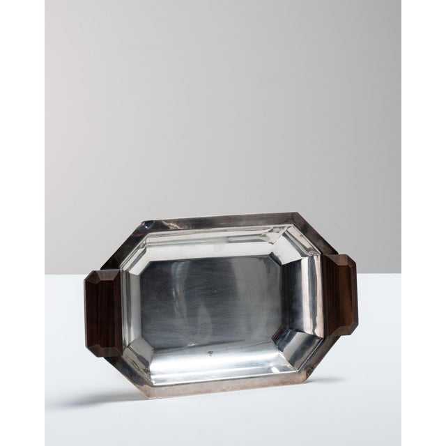 Mid 20th Century Mid 20th Century France Art Deco Chocolate Wood Serving Bowl For Sale - Image 5 of 15
