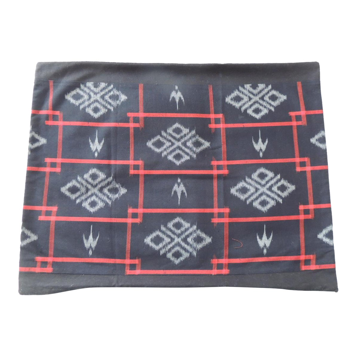 Red & Black Cotton Ikat Pattern Woven Bolster Pillow Cover | Chairish