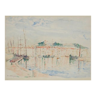 Vintage Coastal Watercolor Art Print - French Riviera by Lebasque, 24" X 18" For Sale