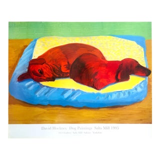 David Hockney Vintage 1995 Lithograph Print " Dog Paintings " Pop Art Exhibition Poster For Sale