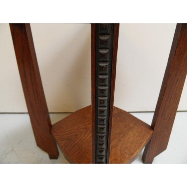 Antique Art Nouveau Oak Side Table, 1890s For Sale - Image 4 of 10