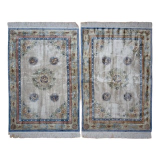 All-Silk Chinese Rugs, Set of 2 For Sale