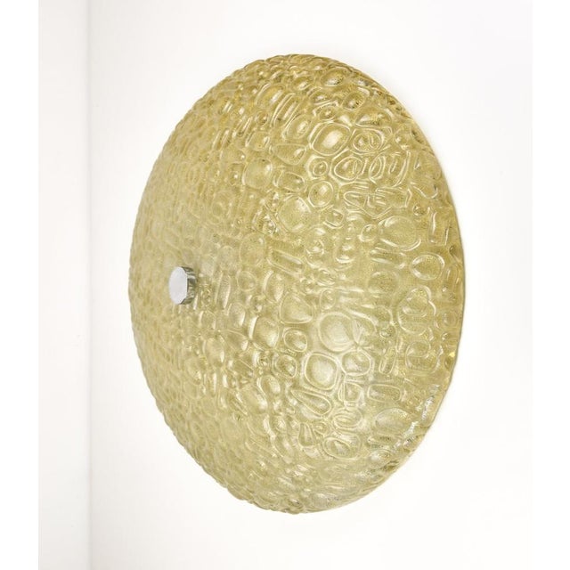 Large Mid-Century Modern Textured Glass Flush Mount or Wall Light, Germany, 1970s For Sale - Image 6 of 18
