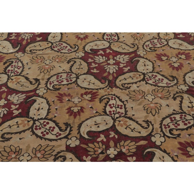 2010s Antique Bessarabian Square Tapestry in Red & Brown Floral Patterns- Rug & Kilim For Sale - Image 5 of 10