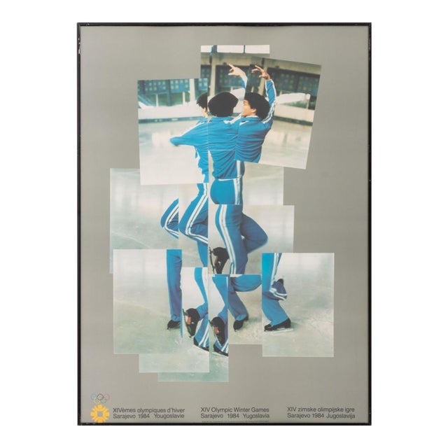 1980s XIV Olympic Winter Games "The Skater" Vintage Poster For Sale