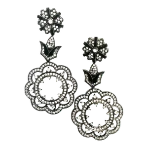 Matthew Campbell Laurenza Earrings MCL White Sapphire Moonstone Lace Drop Sterling Silver 925 Chandelier Interchangeable - 2 Pieces