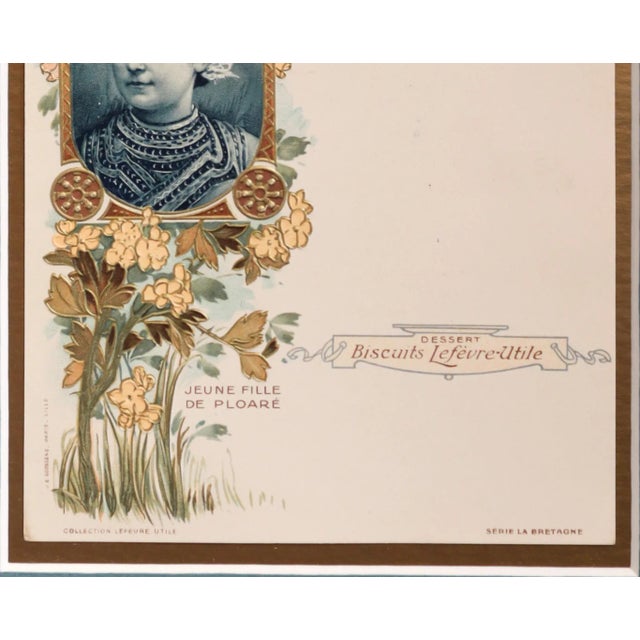1900 Original French Advertising Menu (Fille Bretonne Ploare) Matted For Sale - Image 4 of 5