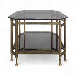 Brass and Smoked Glass Coffee Table, 1980s For Sale