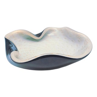 Vintage Murano Bullicante Art Glass Console Bowl Attributed Alfredo Barbini 10" For Sale