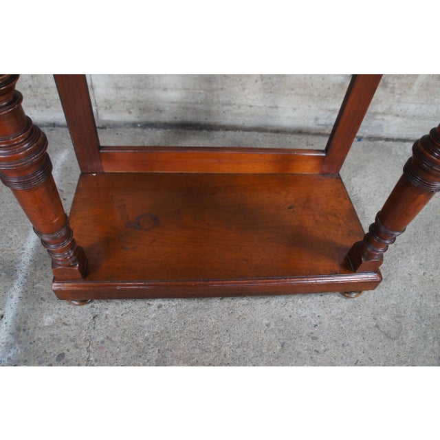 Brown Late 19th Century Antique Arts & Crafts Mahogany Hall Tree Stand Entry Console With Marble & Mirror For Sale - Image 8 of 12