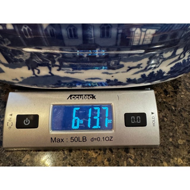 Large Vintage Blue & White Viscaya Ceramic Cachepot Centerpiece Bowl For Sale - Image 10 of 12