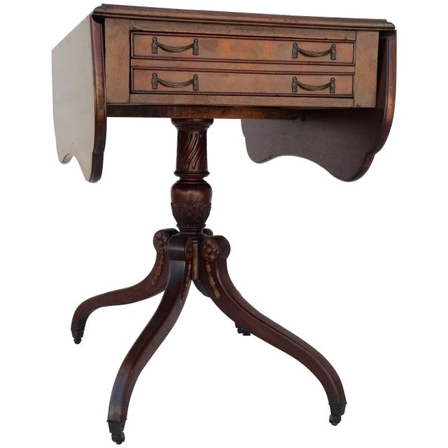 Mid-Century Sheraton Style Walnut Butterfly Drop-Leaf Table For Sale - Image 13 of 13