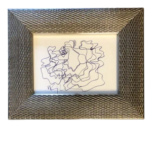 Original Vintage Wayne Cunningham Abstract Ink Drawing Vintage Frame Signed