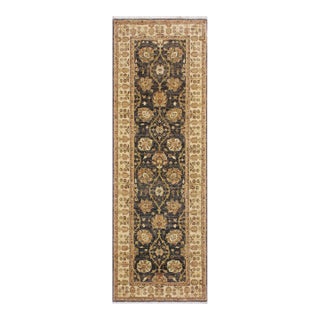 Ziegler Charcoal/Ivory Wool Runner Rug- 3'0'' X 8'10'' For Sale