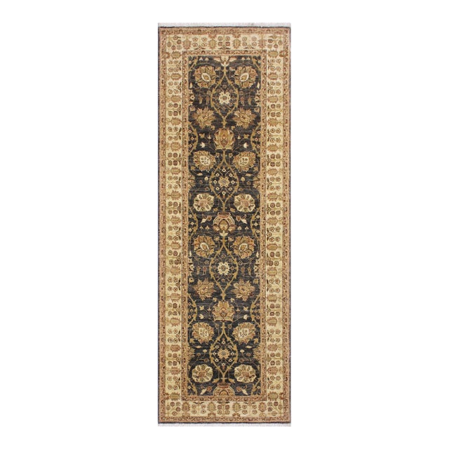 Ziegler Charcoal/Ivory Wool Runner Rug- 3'0'' X 8'10'' For Sale