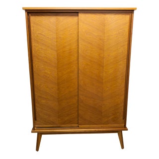 Vintage Wardrobe with Sliding Doors, 1950s For Sale