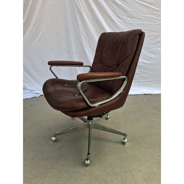 Modern Leather Office Chair, 1970s For Sale - Image 3 of 6