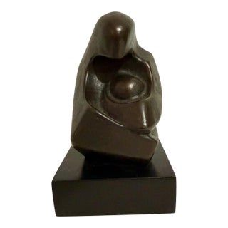 Zvi Aldouby, Modernist Israeli Bronze Sculpture Abstract Mother & Child Zvi Yehuda Aldouby For Sale