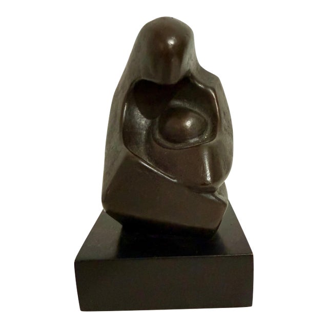 Zvi Aldouby, Modernist Israeli Bronze Sculpture Abstract Mother & Child Zvi Yehuda Aldouby For Sale
