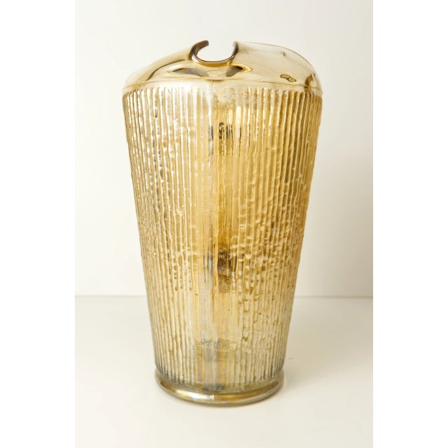 Jeannette Glass Marigold Carnival Glass Ribbed Bark Texture Pitcher For Sale - Image 4 of 7