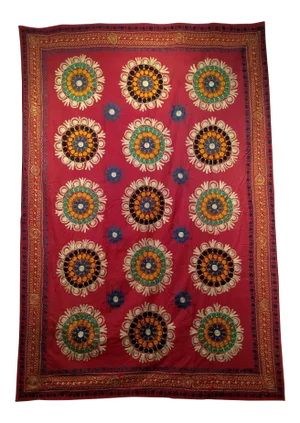 Vintage Uzbek Suzani Silk Embroidery Textile