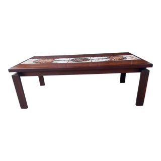 1970s MCM Trioh Rosewood and Tile Coffee Table For Sale