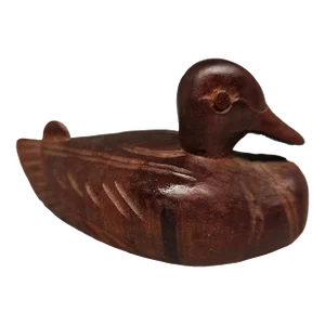 Vintage Hand-Crafted Carved, Mahogany Wood Duck, Indonesia