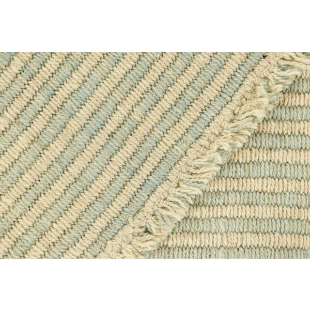 Textile Rug & Kilim’s Contemporary Kilim in Blue and Beige Textural Stripes For Sale - Image 7 of 7