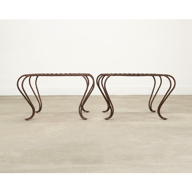 Neoclassical Pair of Rose Tarlow Twig Iron Garden Lattice Side Tables For Sale - Image 3 of 18