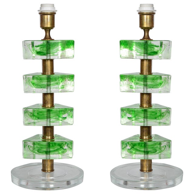 Gold Vintage Murano Glass Table Lamps, Set of 2 For Sale - Image 8 of 8