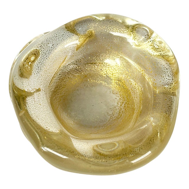 Small Murano Glass Bowl with Gold Inclusions by Archimede Seguso, Italy, 1980s For Sale
