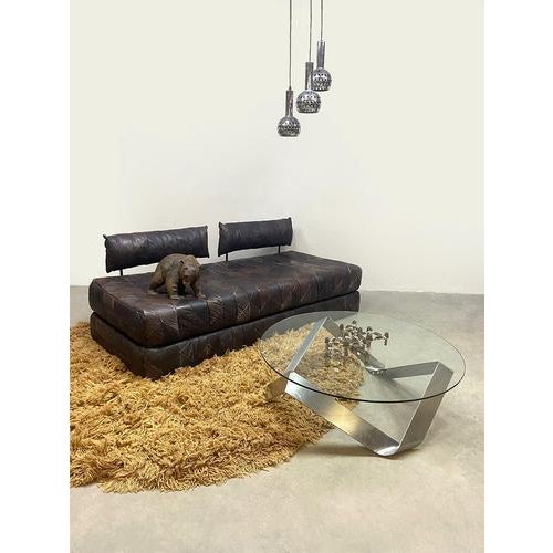 Vintage Patchwork Leather Daybed, 1970s For Sale - Image 4 of 9