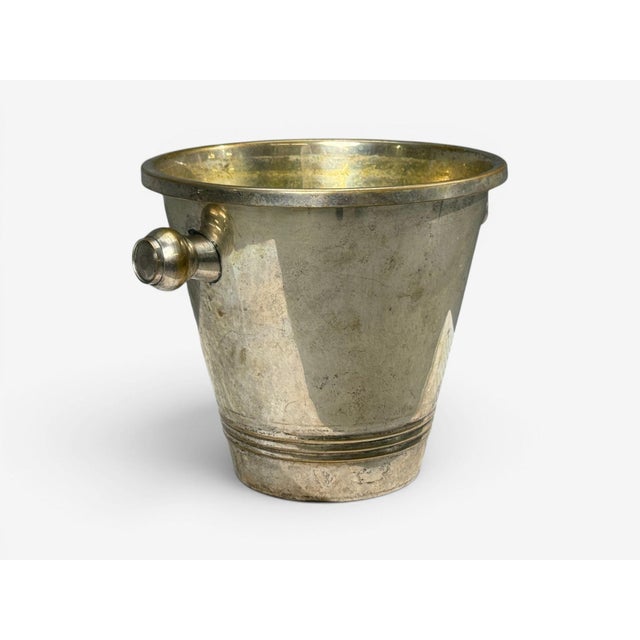 Metal 1970s Art Deco Style, Champage or Ice Bucket, Silverplate, France, 20th C. For Sale - Image 7 of 10