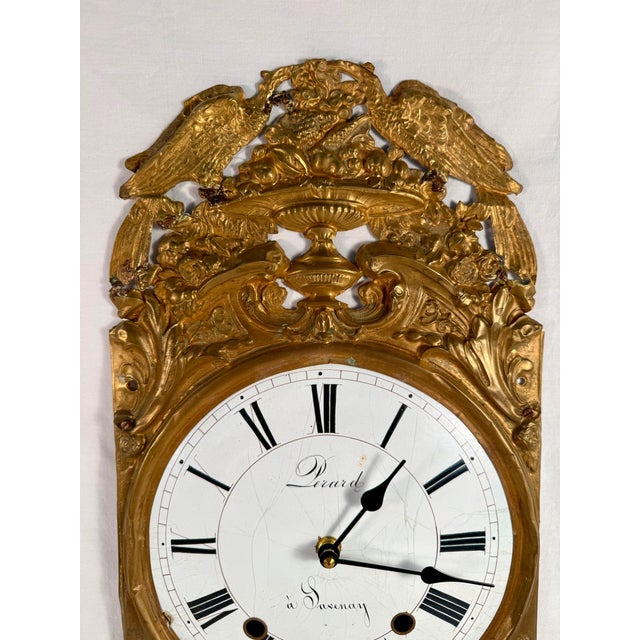 Brass Antique, French, Repousse, Comtoise Stunning Wall Clock, 1800s Working For Sale - Image 8 of 10