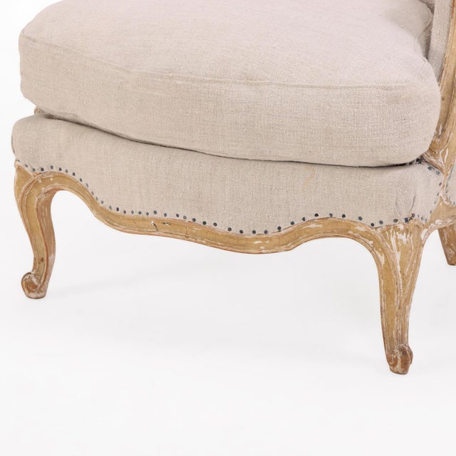 Wood Pair of French Painted Bergères With New Upholstery, C. 1910 For Sale - Image 7 of 8