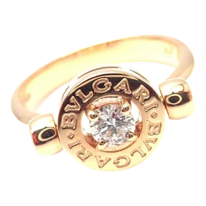 Bulgari 18k Rose Gold Diamond Flip Ring, Size 5.75