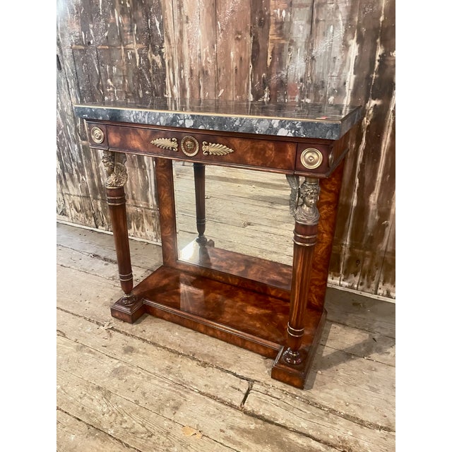 Figured Walnut Console Table With Mirrored Back For Sale - Image 15 of 18