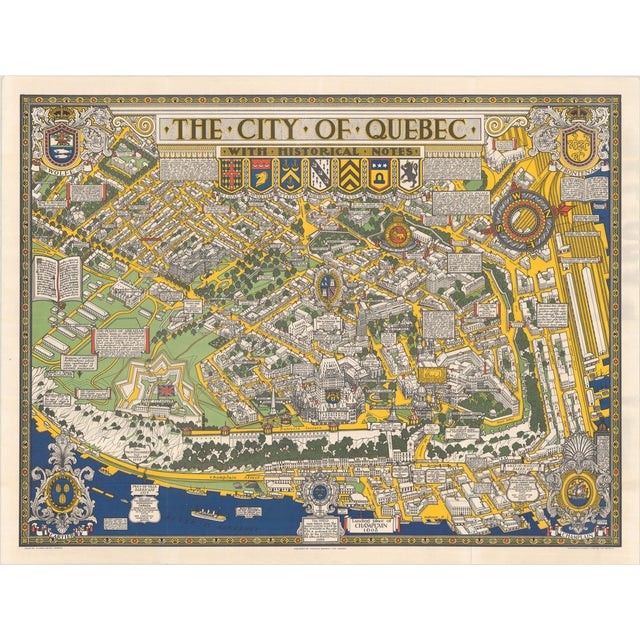 Quebec City Pictorial Map, 1932 For Sale